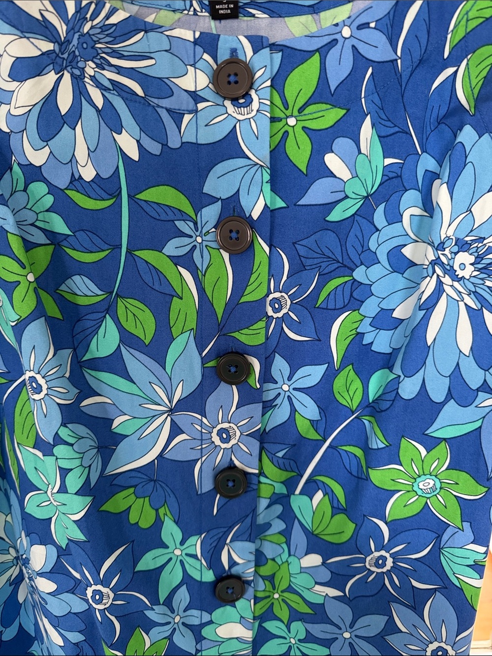 J. Crew Blue Green Floral Button-Front Mini Dress - Picture 4 of 7